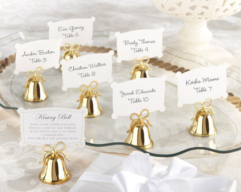 Gold Kissing Bell Place Card Holder Wedding Favours