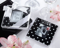 Polka Dot Glass Photo Coasters (2pcs)