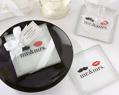 Mr & Mrs Glass Coaster Favours (Set of 2)