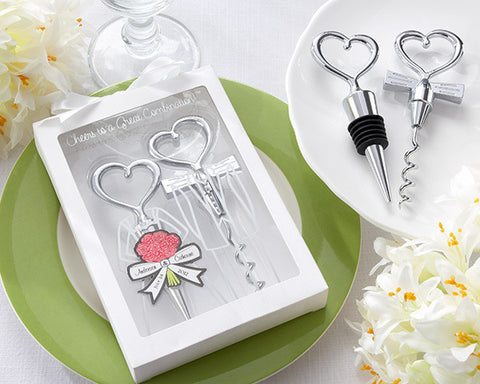 Heart shaped Wine Opener & Stopper Set