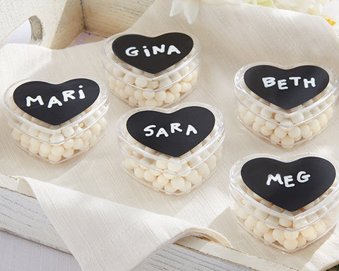 Heart Favour Holder with Chalk Heart Labels Wedding Favours