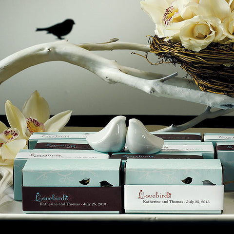 Personalised labels for Lovebird Wedding Favours
