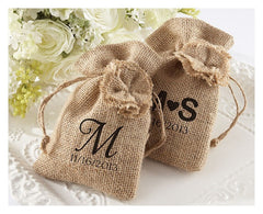 Rustic Burlap Bag With Drawstring Tie