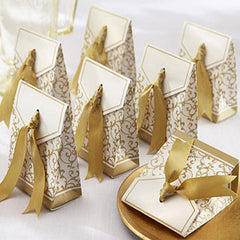Wedding Favour Gift Box with Gold Ribbon