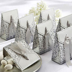 Wedding Favour Gift Box with Silver Ribbon