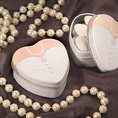 Heart Shaped Gown Wedding Favour Tin