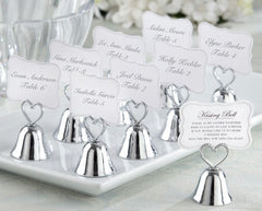 Silver Kissing Bell Place Card Holders