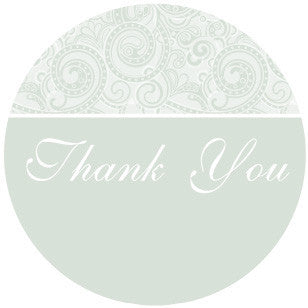 Grey Blue Paisley Thank You tag for Wedding Favours