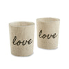 Linen covered love candle holders