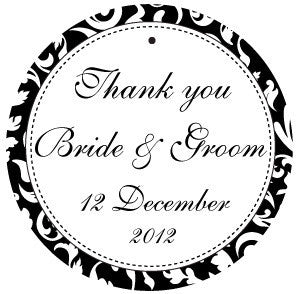Classic Black and White Thank You Tag Wedding Favour