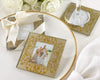 Golden Brocade Glass photo Coasters for Guests