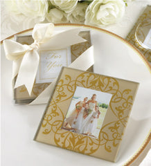 Golden Brocade Glass Frame Coasters (2pcs)